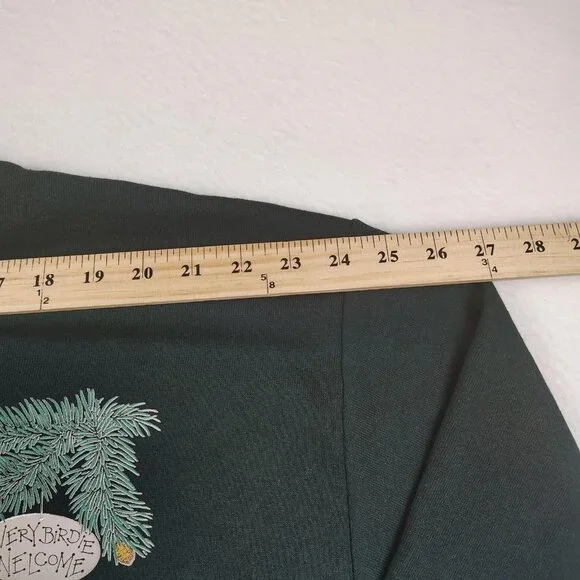 Vintage Morning Sun Grandma Sweatshirt Womens Large Petite Green Birds - Picture 8 of 9